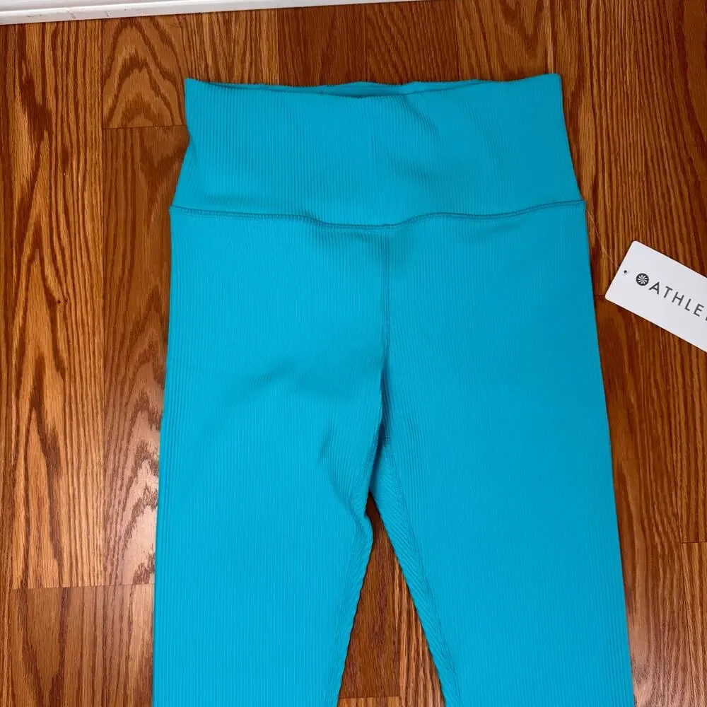 NWT Athleta Elation Rib Tight Bright Blue Leggings Womens Sz M TALL